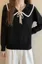 Black Tie-Up Neck Sweater