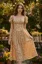 Orange Floral Semi-Sweetheart Midi Dress