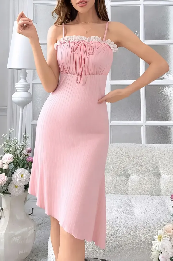 Light Pink Square Neck Lounge Dress - Image 1