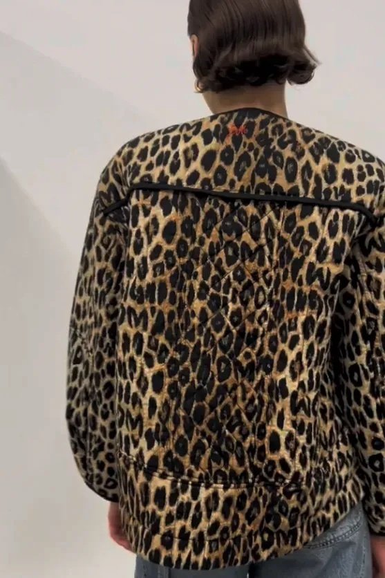 Leopard Print Button Down Jacket - NEWME