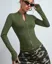 Olive Solid Fitted Zipper Jacket