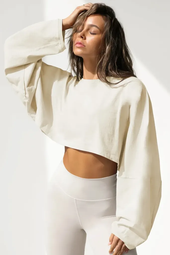 Off White Oversized Crop Top - Image 1