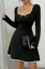 Black Square Neck A-Line Mini Dress