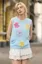 Light Blue Floral Crew Neck Top
