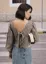 Olive Striped Tie-Up Detail Top