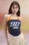 Navy Blue Graphic Halter Neck Top