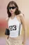 White Graphic Halter Neck Top