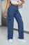 Blue Solid High Rise Cargo Jeans