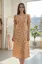 Orange Floral V-Neck A-Line Midi Dress