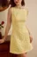 Yellow Floral Round Neck Mini Dress