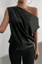 Black Draped One-Shoulder Top