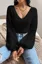 Black Solid V-Neck Top