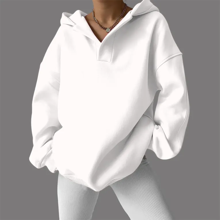 White Oversized Hooded Sweatshirt - Image 1