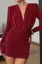Maroon Ruched Plunge Neck Mini Dress