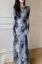 Dark Blue Butterfly Print Ruched Maxi Dress
