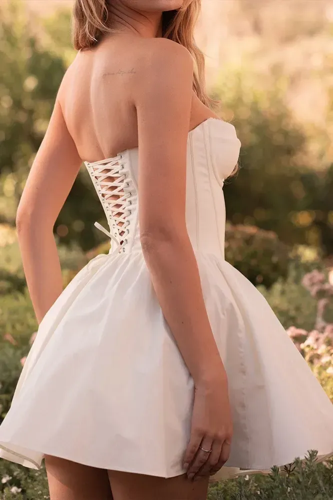 White Sweetheart Corset Mini Dress
