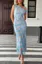 Light Blue Floral One-Shoulder Maxi Dress