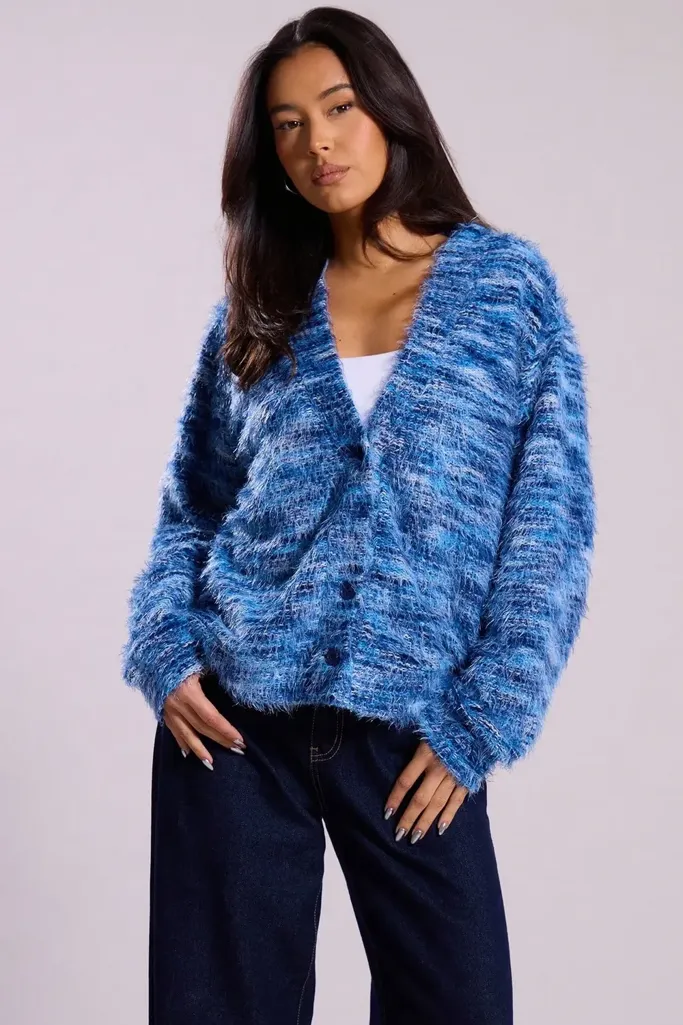 Blue Striped Button Down Cardigan - Image 1