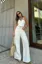 White Solid Wide Leg Cargo Pants