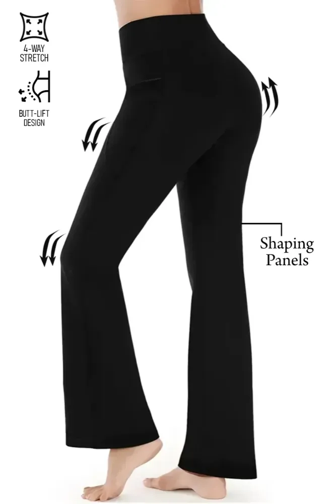 Black High Rise Bootcut Leggings - Image 1