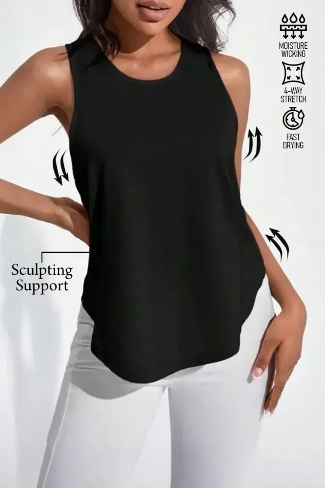 Black Solid Round Neck Top - Image 1