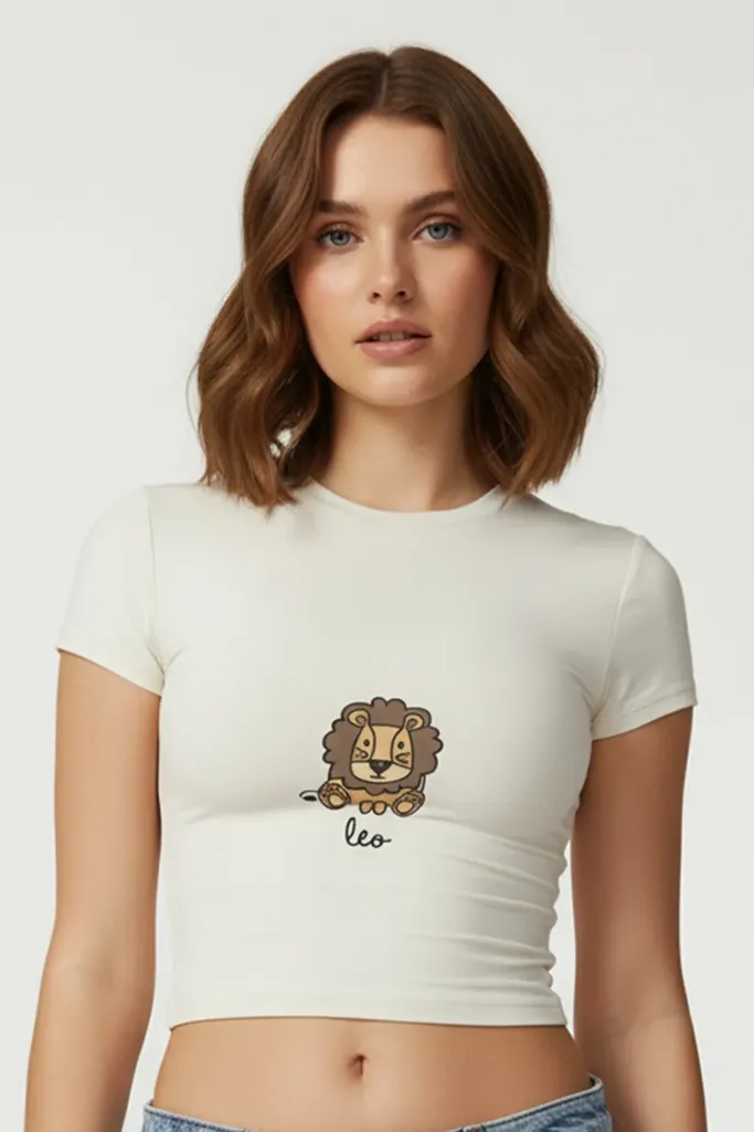 Off White Graphic Crew Neck Crop T-Shirt - Image 1