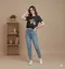 Black Graphic Print Round Neck Tshirt