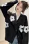 Black Floral Buttoned Cardigan