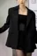 Black Glitter Lapel Collar Blazer