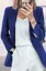 Dark Blue Solid Lapel Collar Blazer