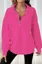 Pink Solid Zip Collar Sweatshirt