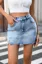 Light Blue Rhinestone Denim Mini Skirt