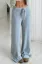 Blue Striped Mid Rise Tie-Up Pants