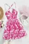 Pink Floral Ruched Mini Dress