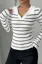White Striped Polo Neck Sweater