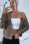 Light Brown Open Front V-Neck Cardigan