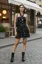 Black Ditsy Halter Neck Mini Dress