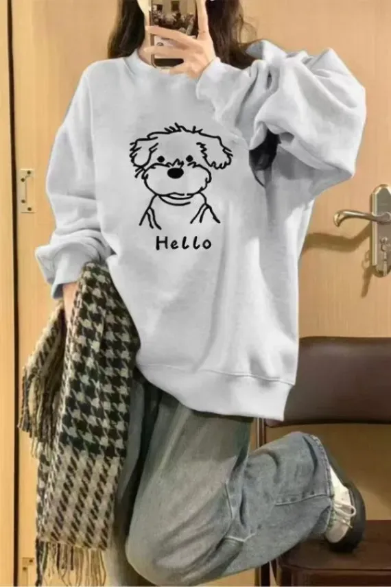 Light Grey Graphic Oversized Sweatshirt - Image 1
