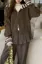 Brown Striped Zipper Cardigan