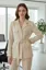 Beige Lapel Collar Belted Blazer