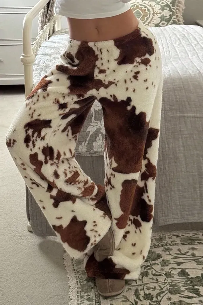 Brown Animal Print Mid Rise Pants - Image 1