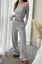 Grey Solid Scoop Neck Fitted Co-Ord Set