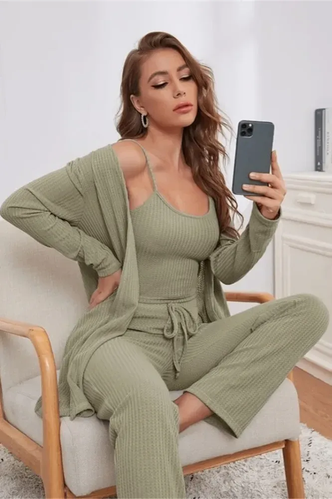 Light Green Co-Ord Set With Cardigan - Image 1