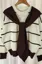 Dark Brown Striped Tie-Up Sweater