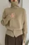 Light Brown Buttoned Turtle Neck Sweater