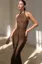 Brown Textured Bodycon Maxi Dress