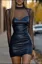 Black Pu High Neck Bodycon Mini Dress