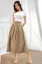 Brown Pleated High-Rise Midi Skirt