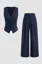 Navy Blue Solid Fitted V-Neck Co-Ord Set