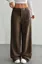 Brown Mid Rise Wide Leg Pants